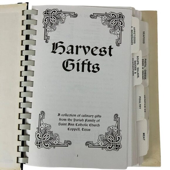 Harvest Gifts 1995 Spiral Bound Cookbook Saint Ann Catholic Church Coppell Texas - Picture 4 of 16